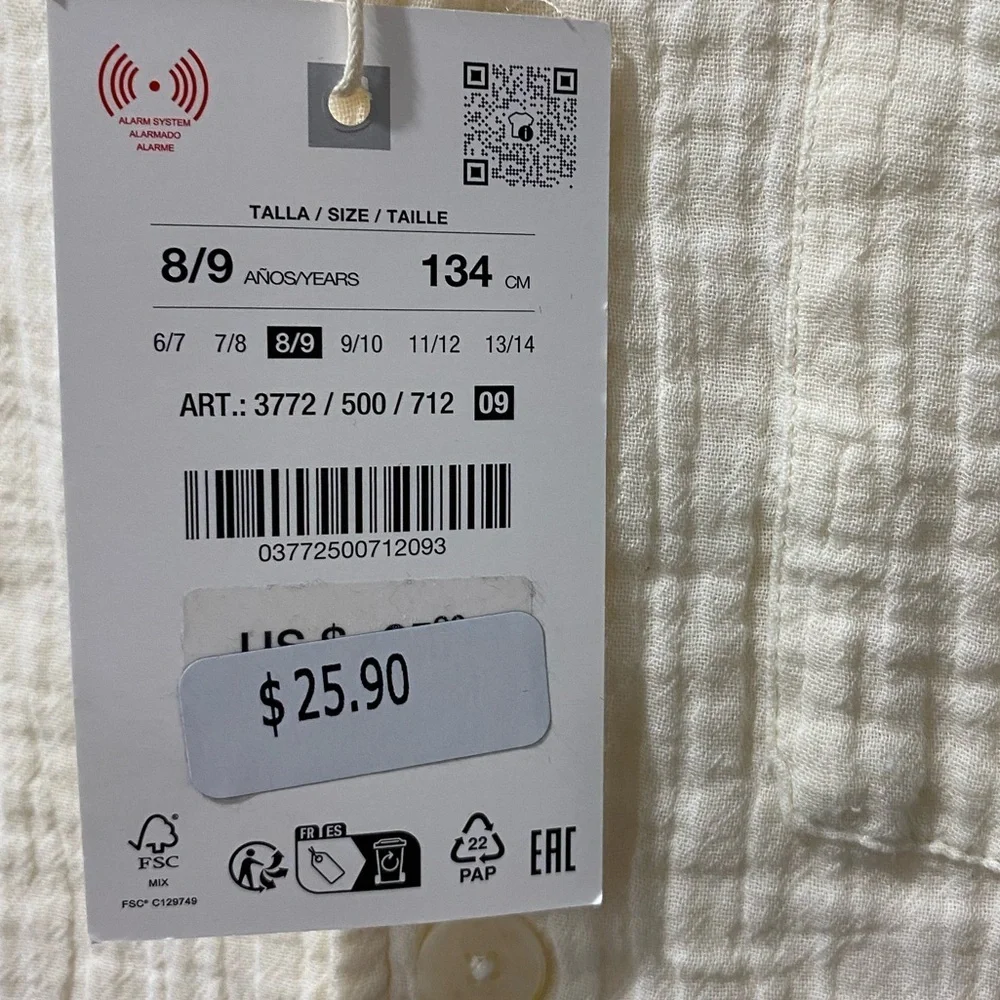 Zara Kids Cream Button Down Shirt